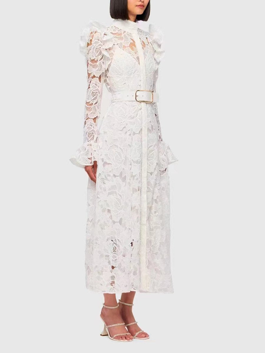 Lace Butterfly Sleeve Midi Dress