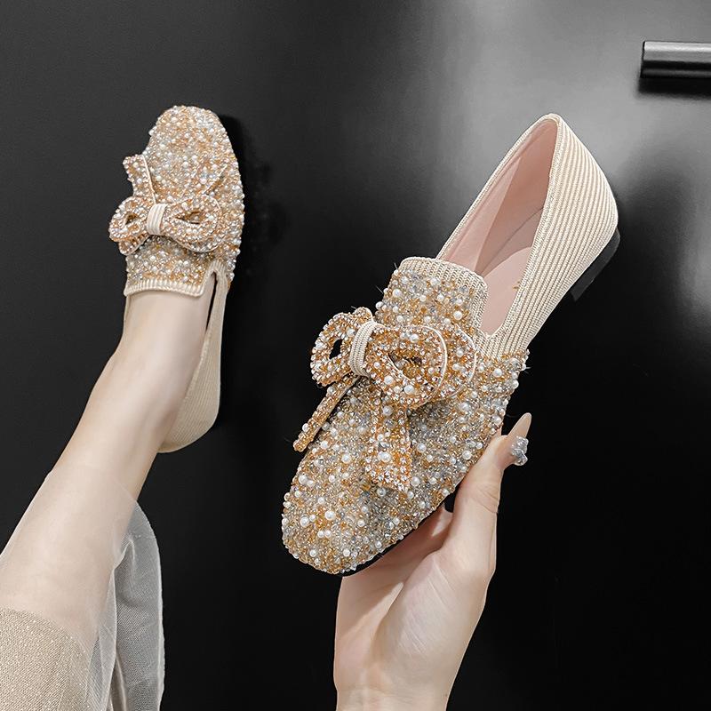 Pearl Bow Flat Pumps