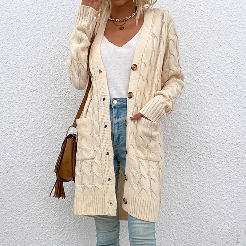 Long Buttoned Knit Cardigan