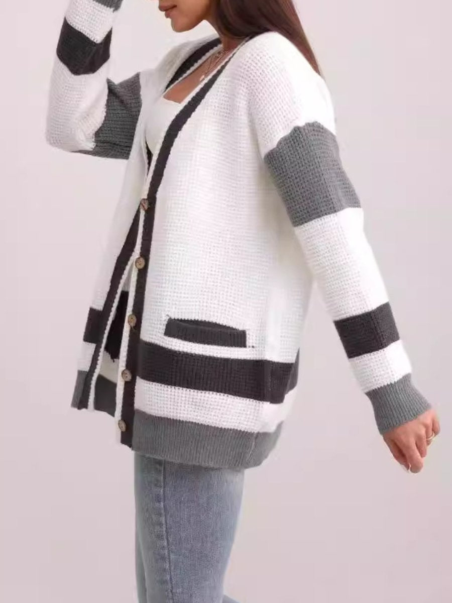 Contrast Patchwork Oversized Sweater Cardigan