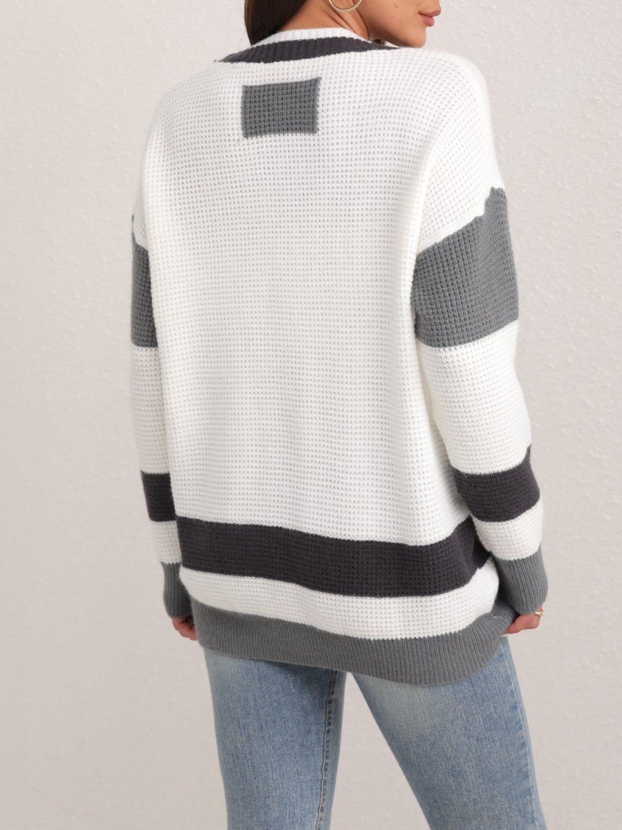 Contrast Patchwork Oversized Sweater Cardigan